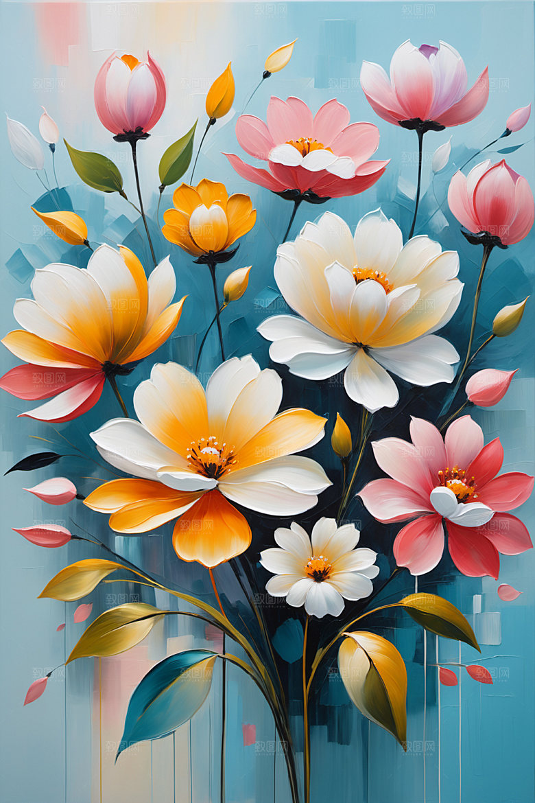 油画花卉唯美涂抹素材