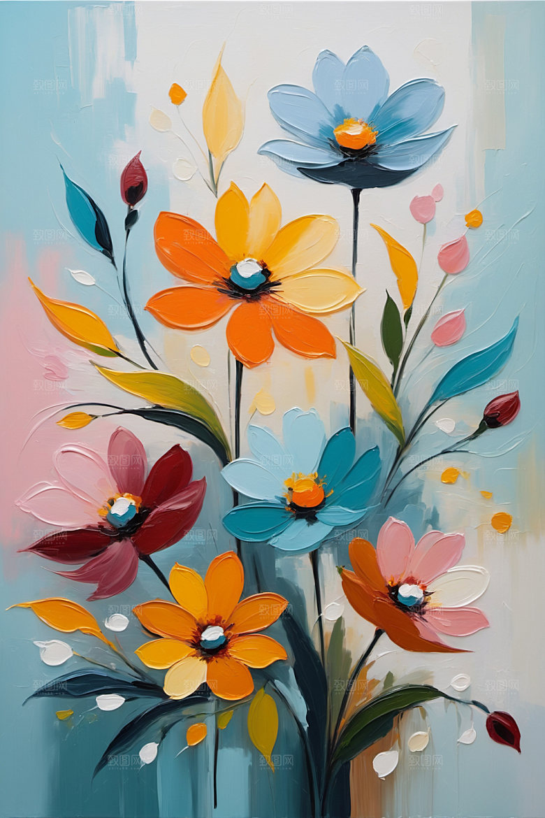 油画花卉浪漫艺术素材