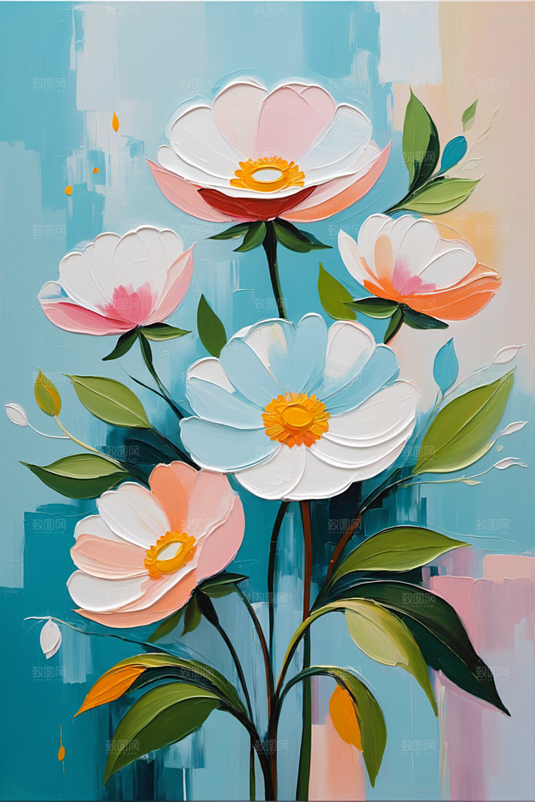 油画花卉手绘涂抹素材