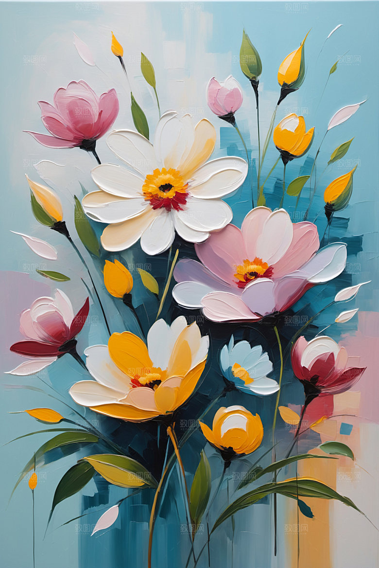 油画花卉涂抹手绘素材
