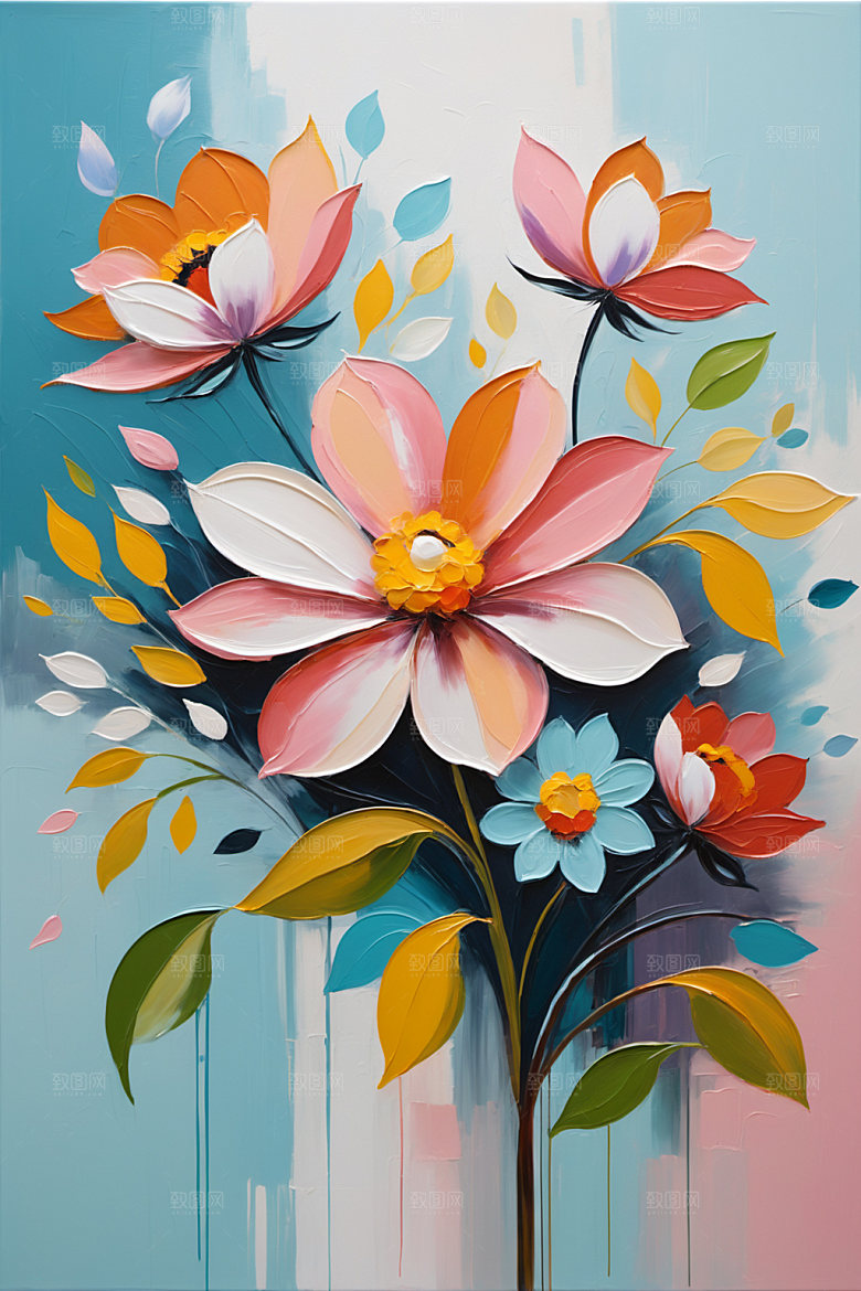 油画花卉唯美高清素材