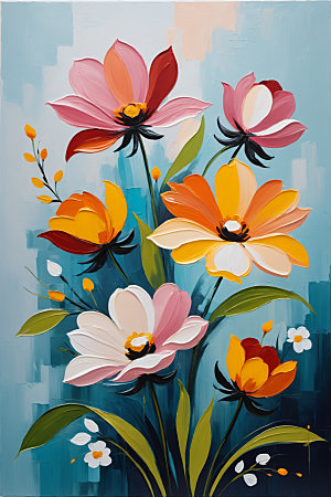 油画花卉彩色手绘素材