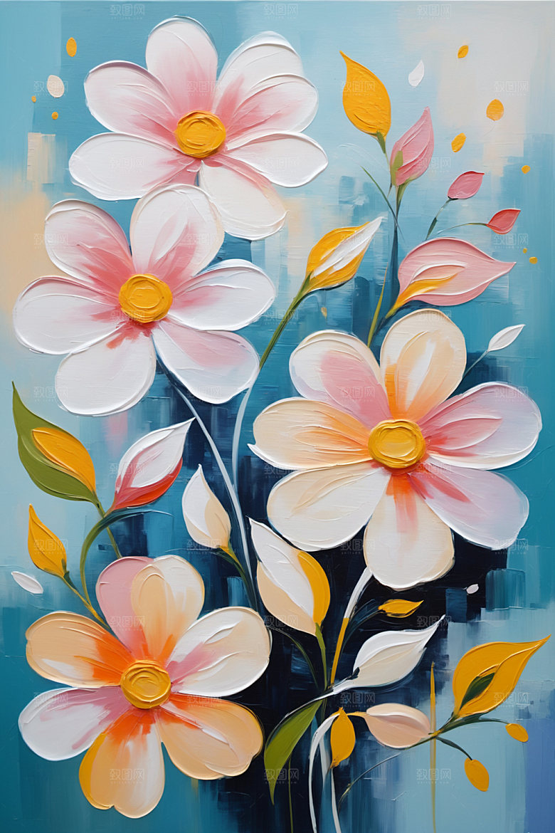 油画花卉艺术清新素材