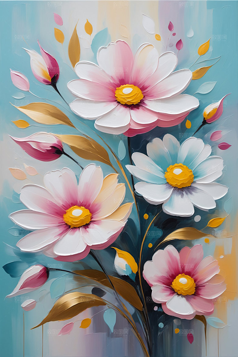 油画花卉涂抹艺术素材