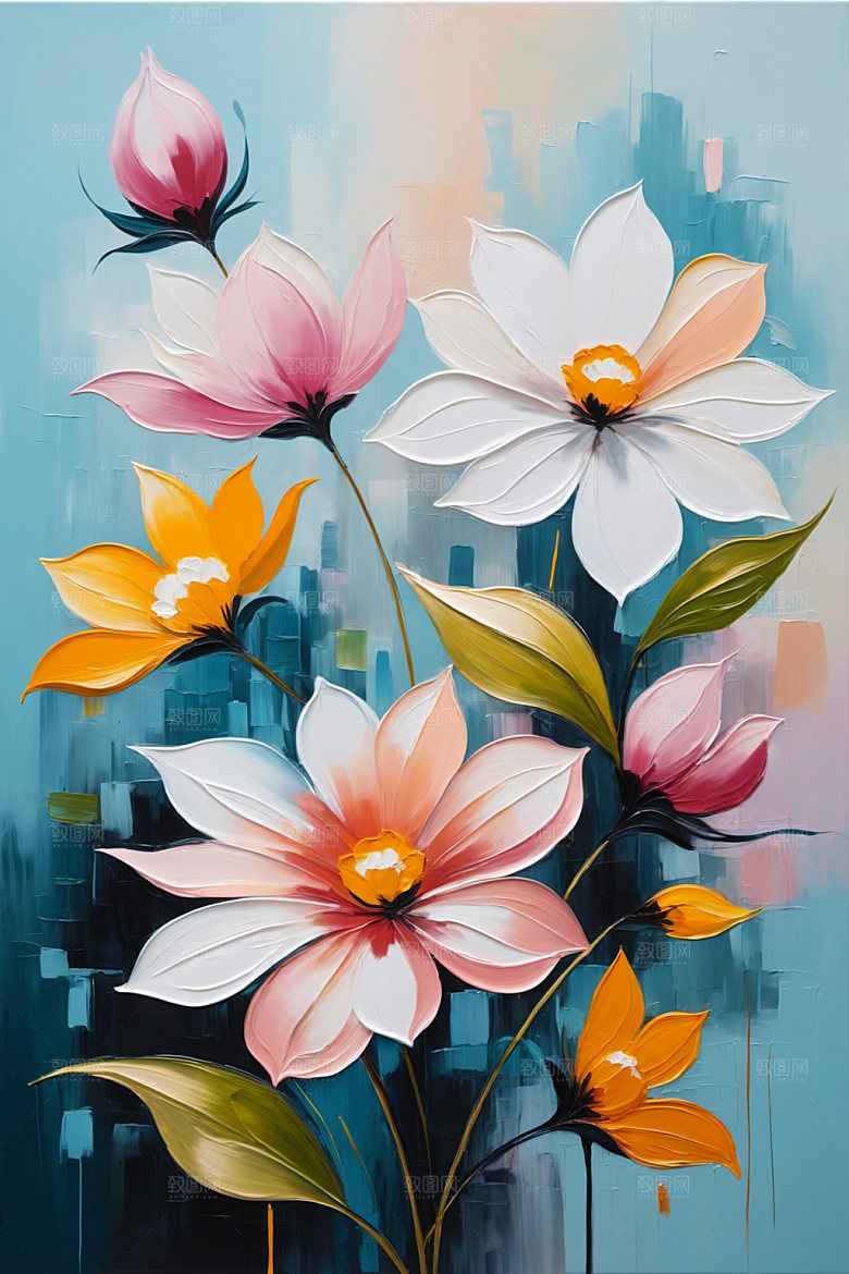油画花卉涂抹艺术素材