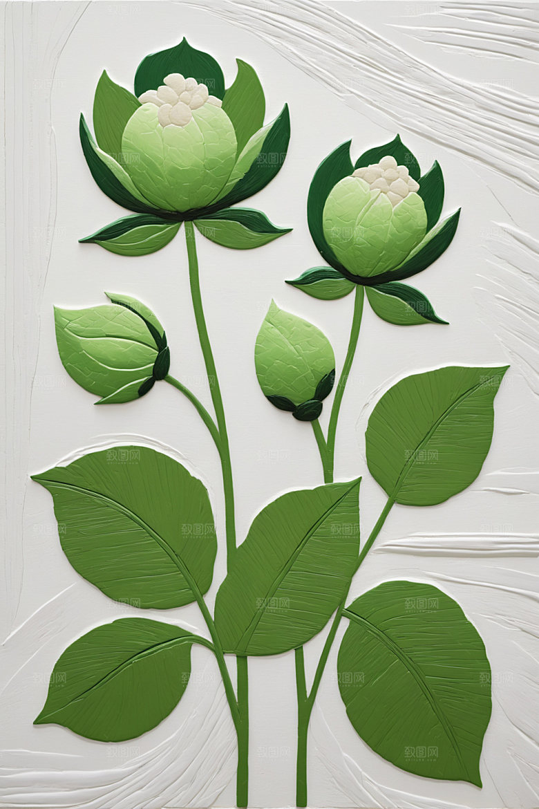 油画花卉彩色涂抹素材