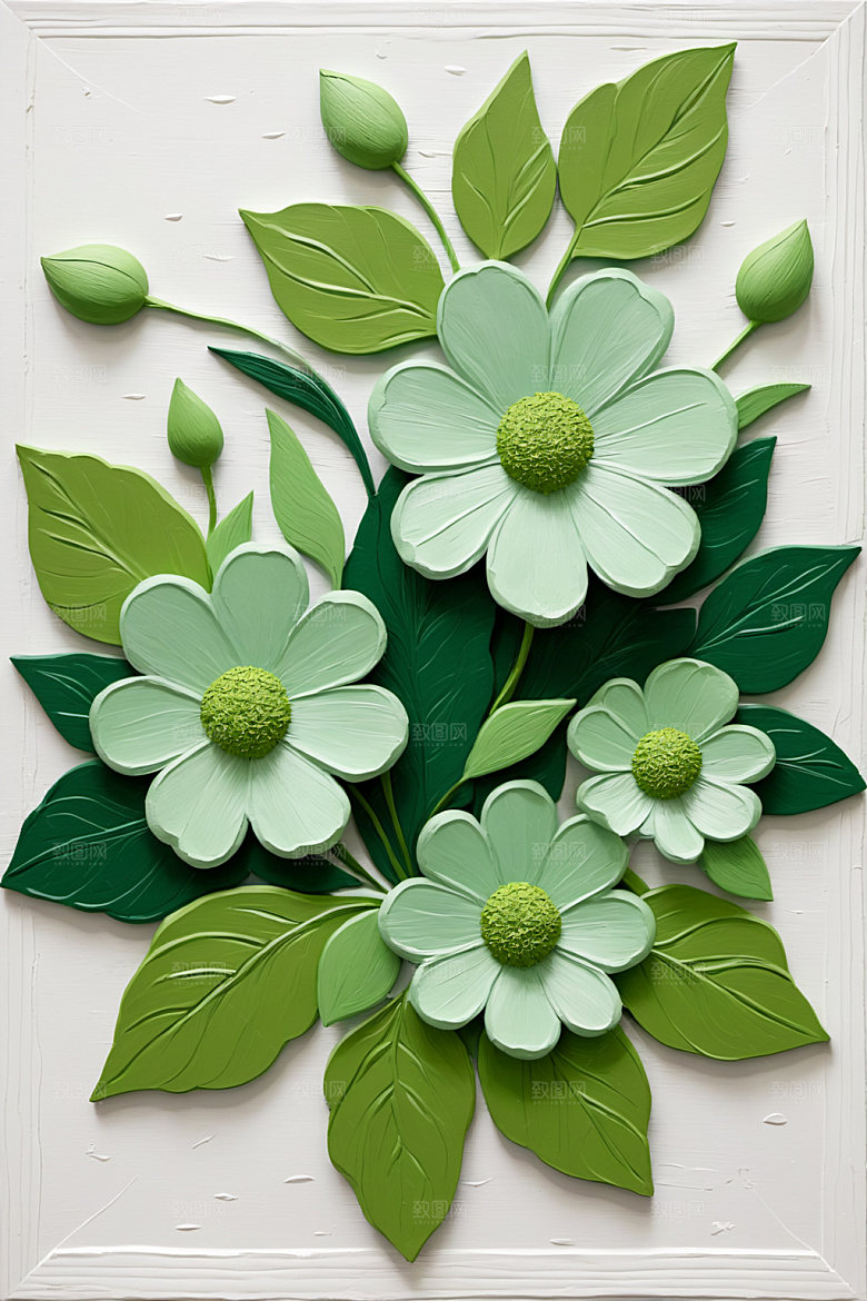油画花卉清新涂抹素材