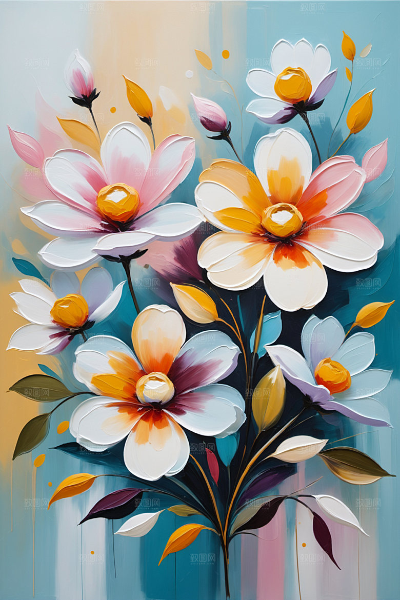 油画花卉唯美高清素材