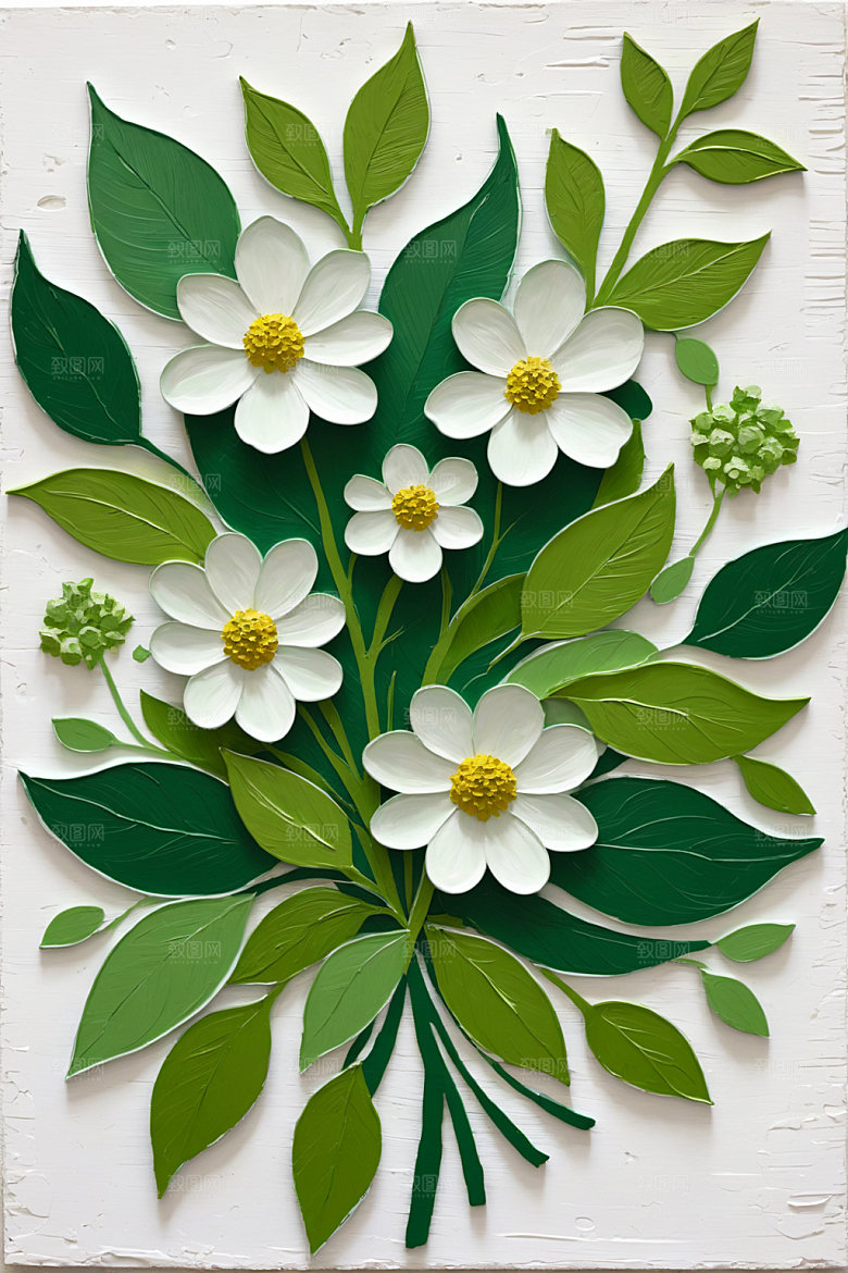 油画花卉浪漫立体素材