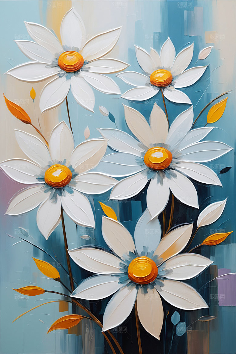 油画花卉唯美立体素材