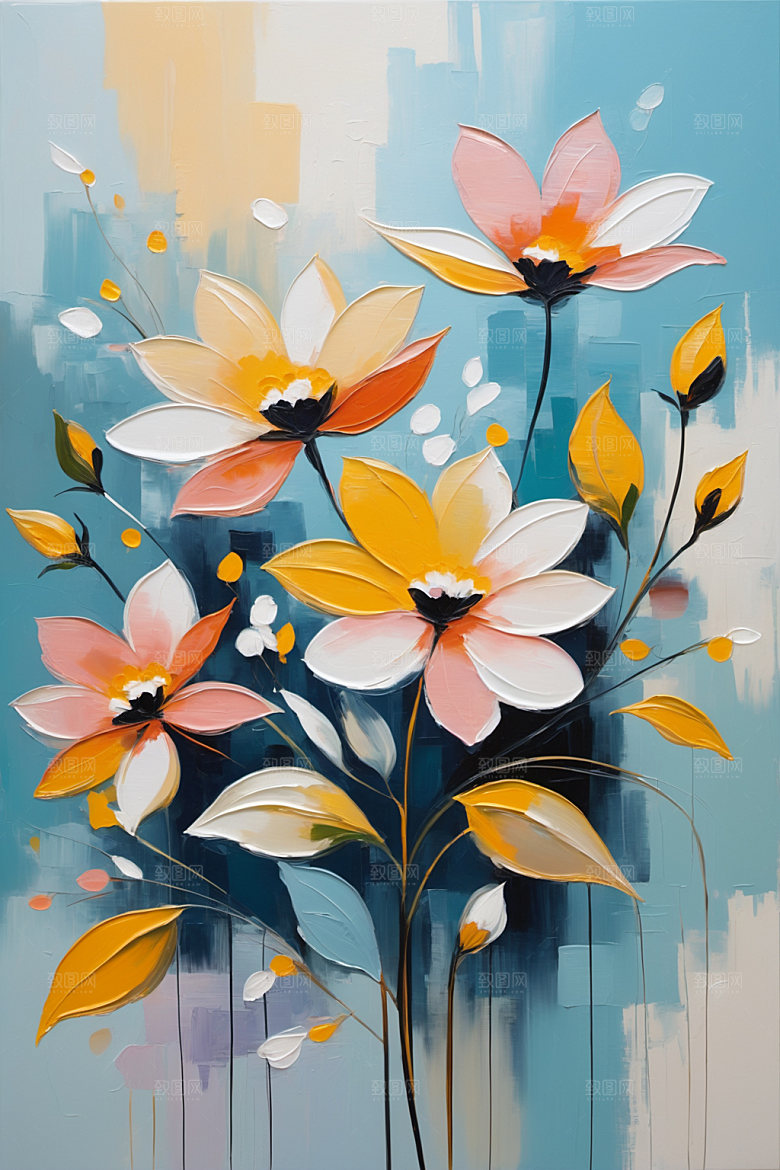 油画花卉艺术涂抹素材
