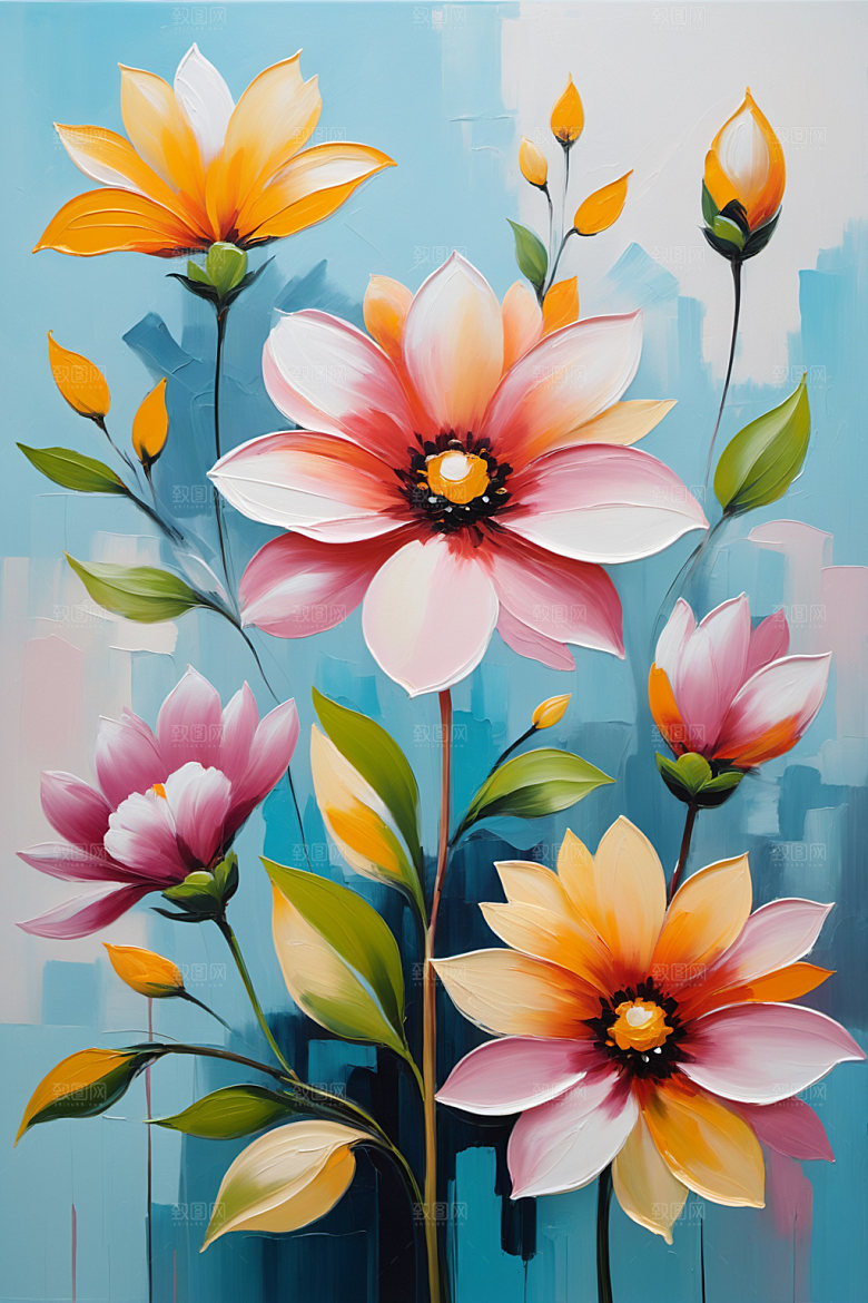 油画花卉唯美高清素材