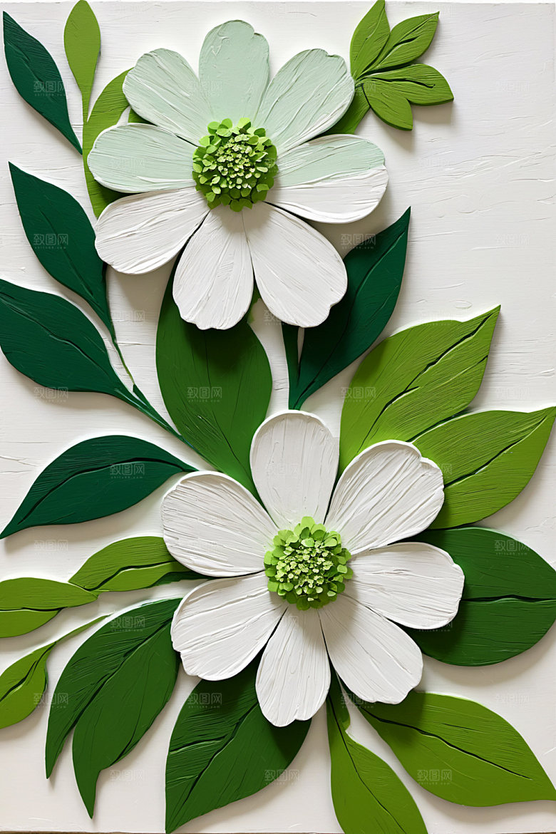 油画花卉涂抹立体素材