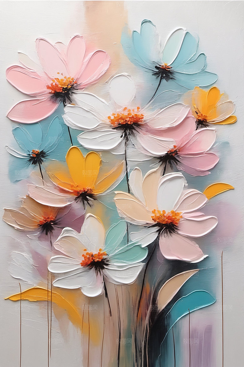 油画花卉涂抹艺术素材