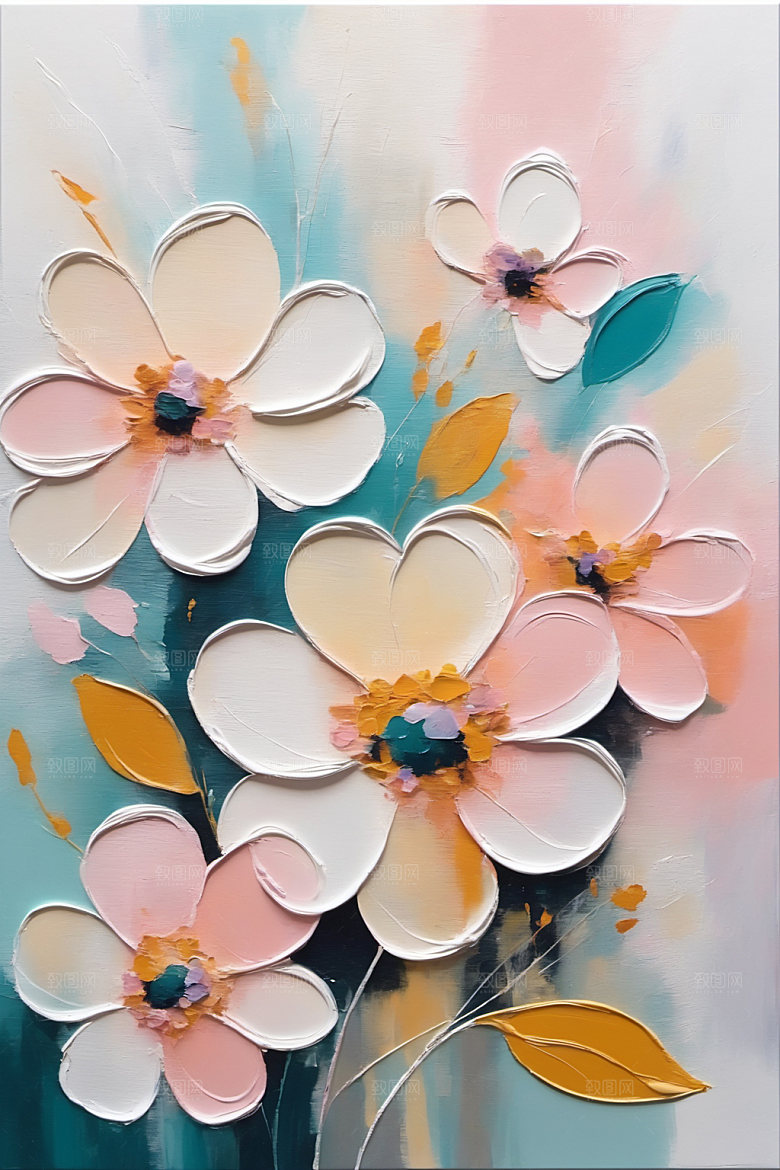 油画花卉立体涂抹素材