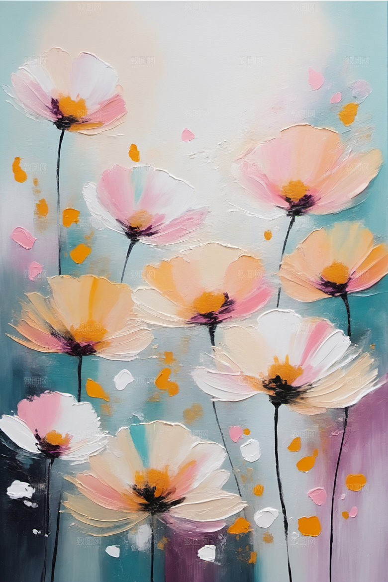 油画花卉手绘唯美素材