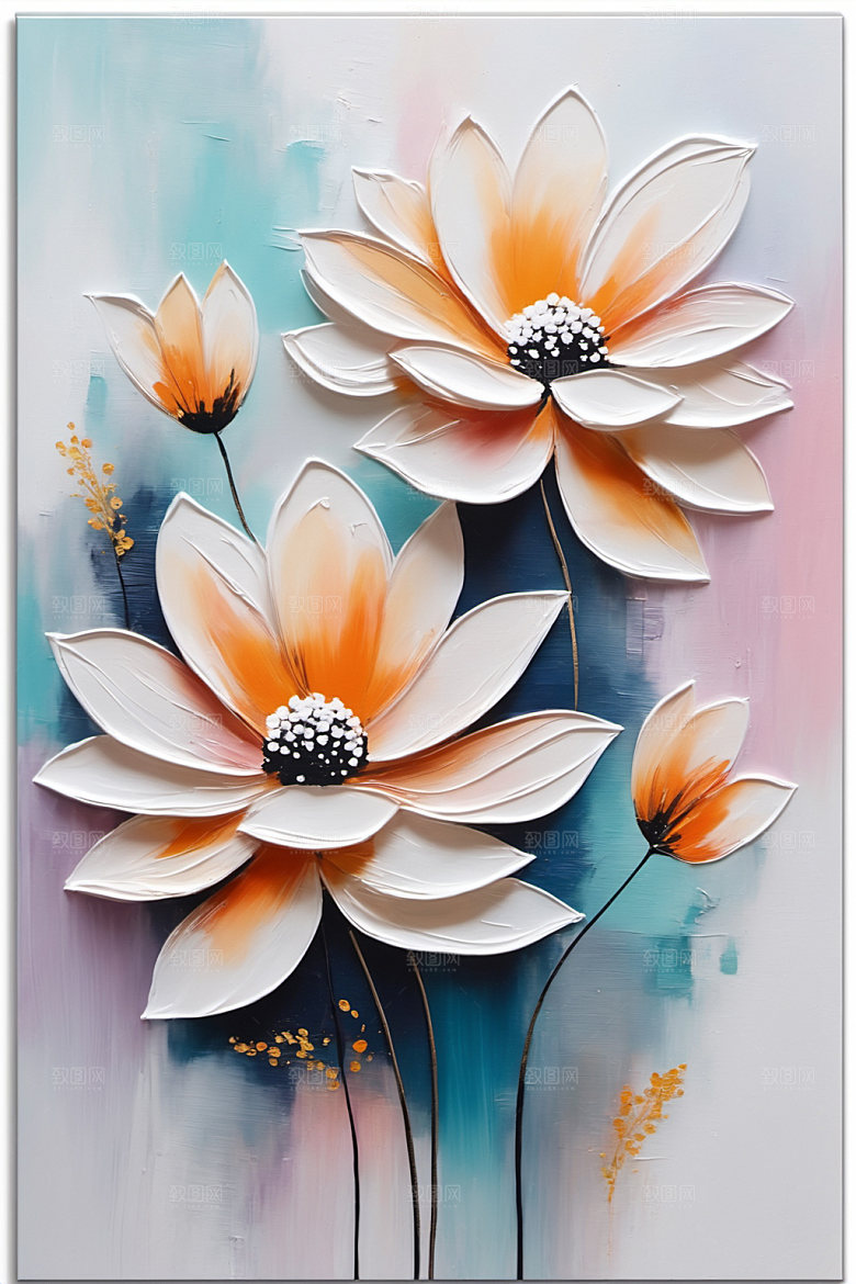 油画花卉涂抹高清素材