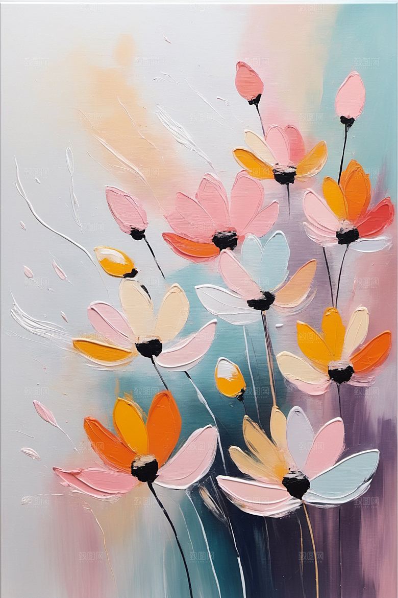 油画花卉涂抹高清素材