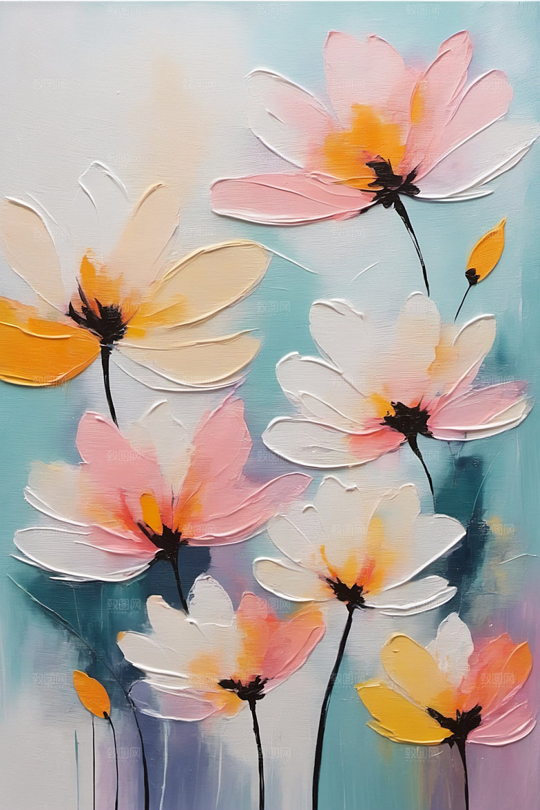 油画花卉手绘唯美素材