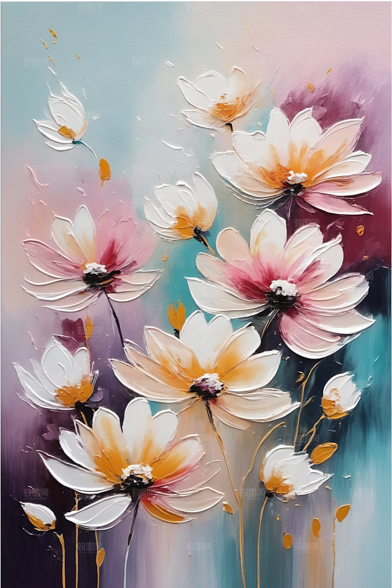 油画花卉艺术浪漫素材