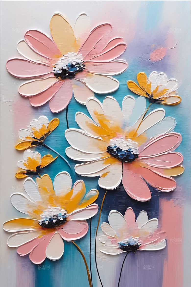 油画花卉涂抹唯美素材