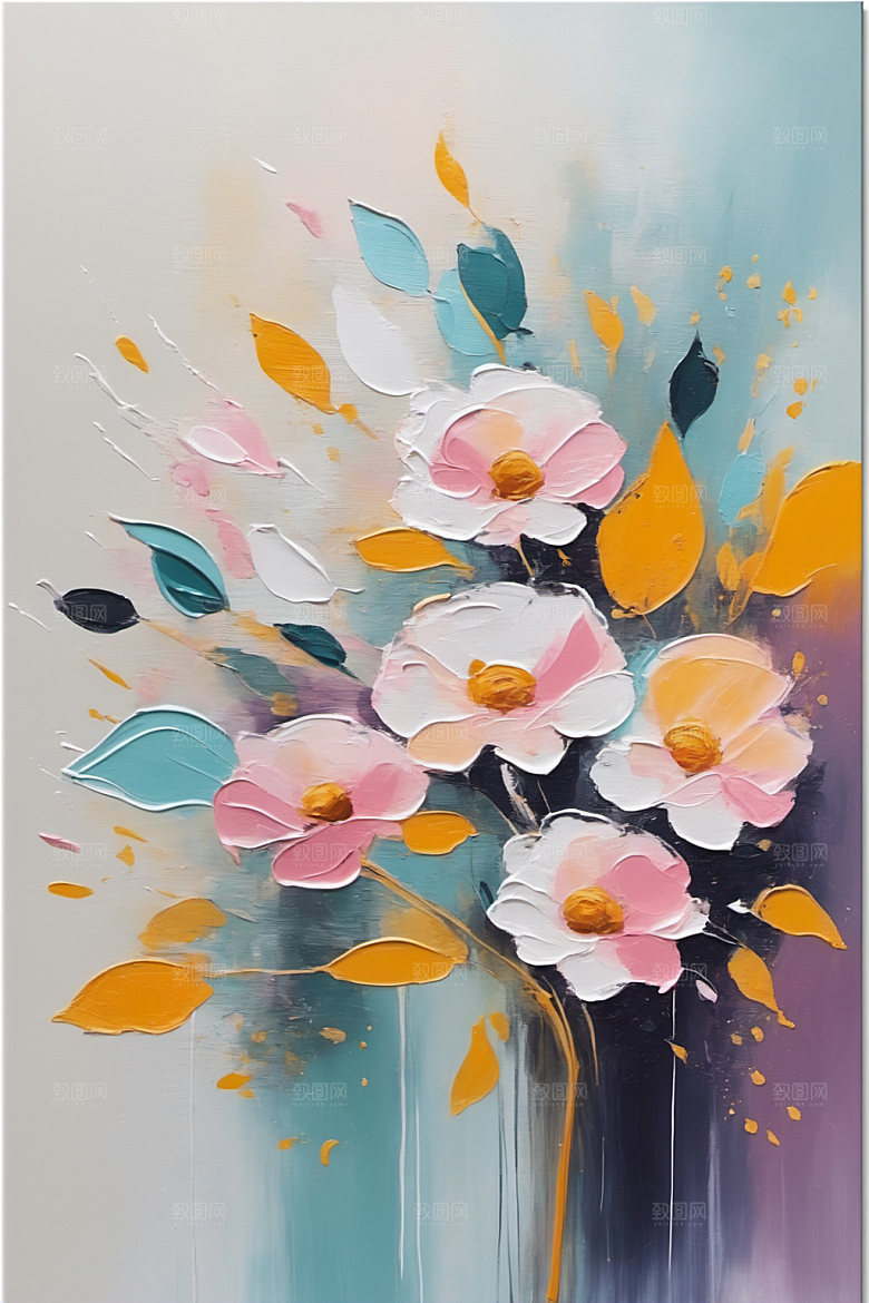 油画花卉涂抹立体素材