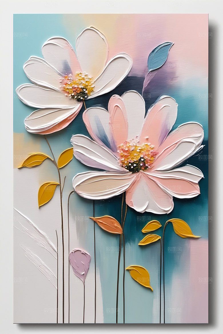 油画花卉艺术立体素材