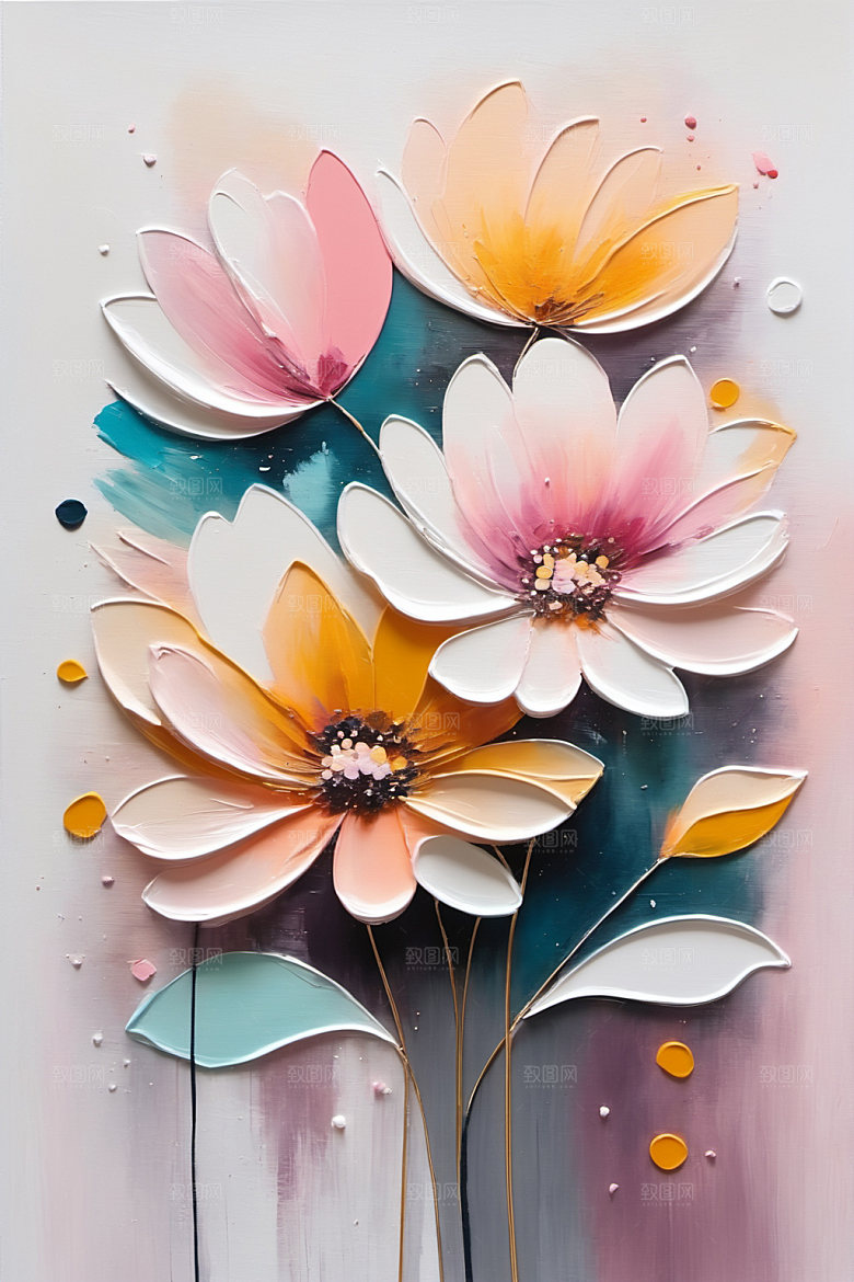 油画花卉唯美清新素材