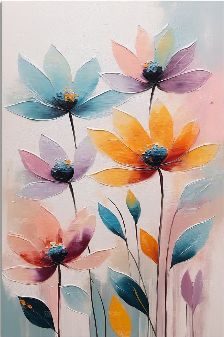 油画花卉浪漫高清素材