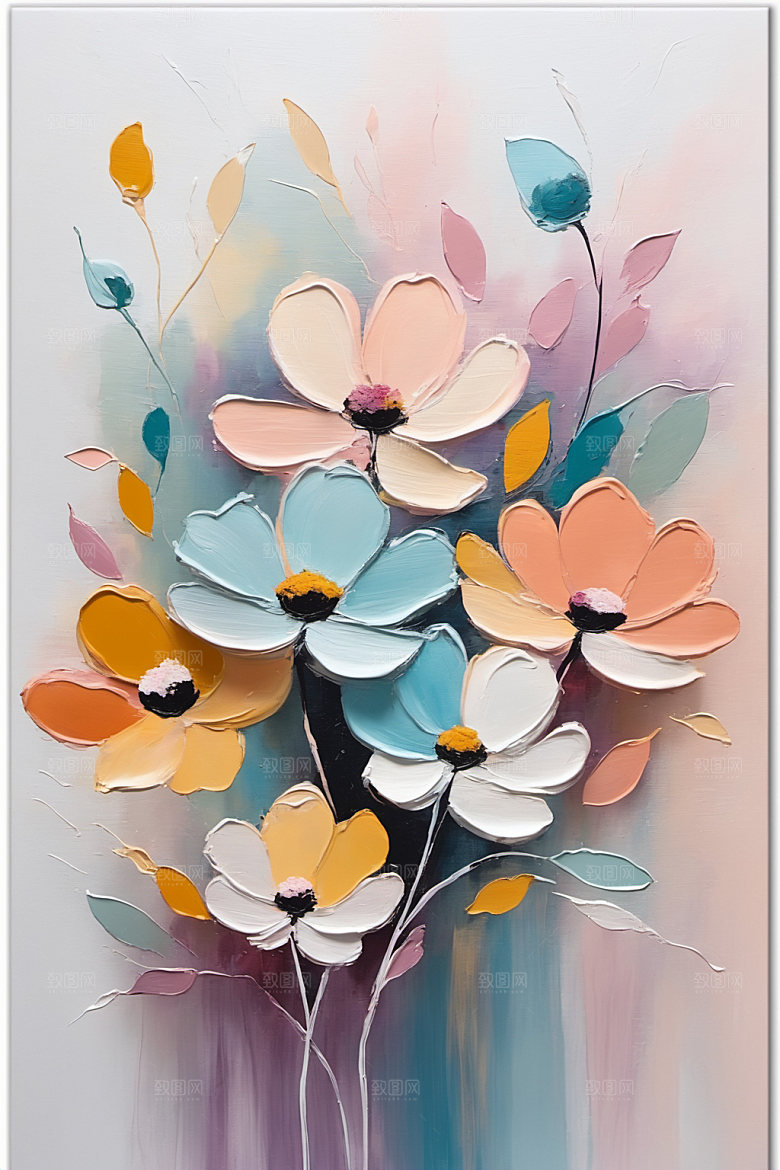 油画花卉艺术立体素材