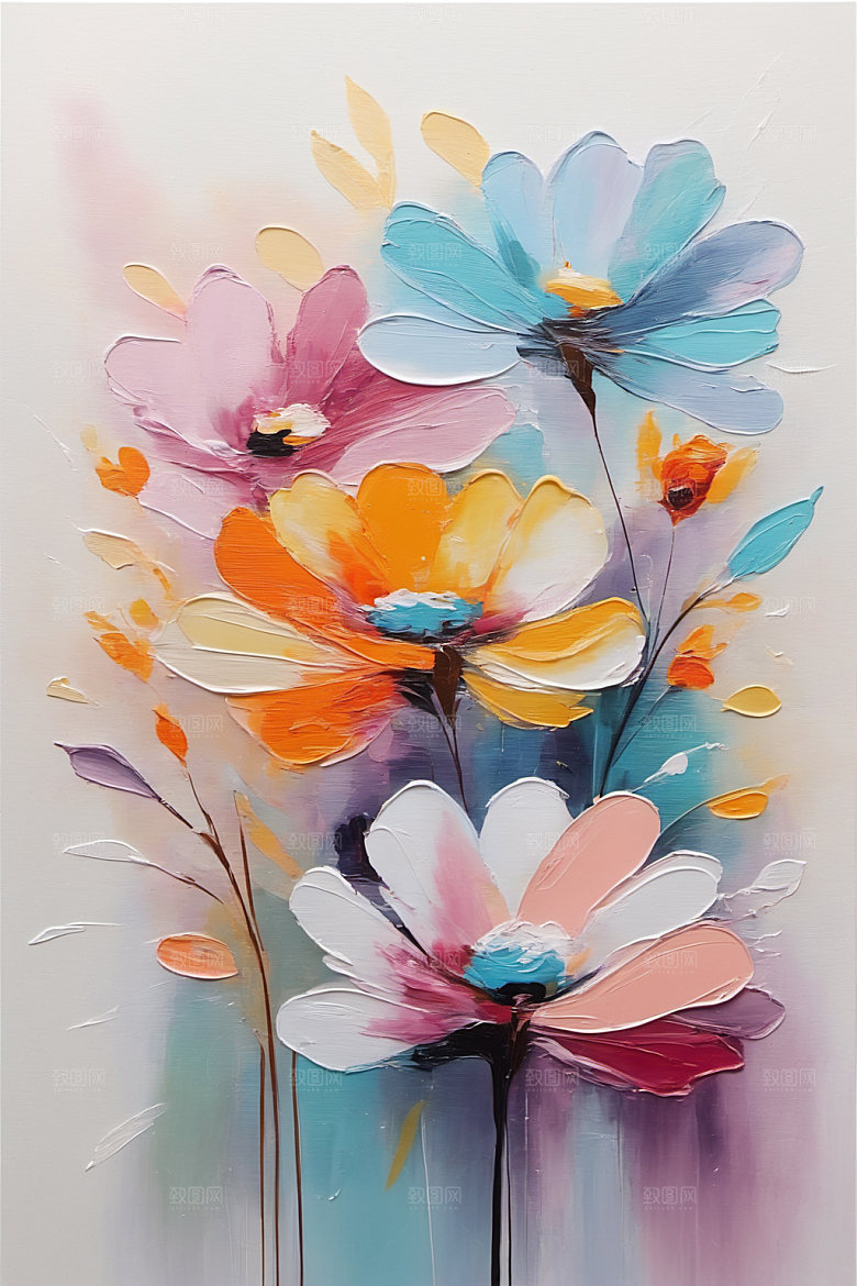油画花卉高清彩色素材