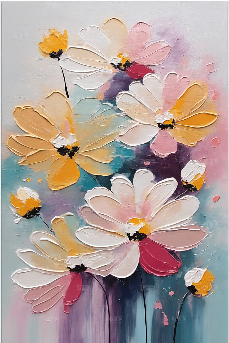 油画花卉艺术颜料素材