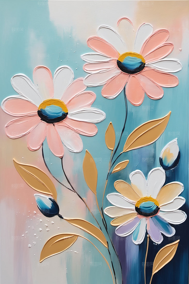 油画花卉唯美彩色素材