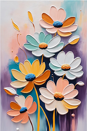 油画花卉唯美彩色素材
