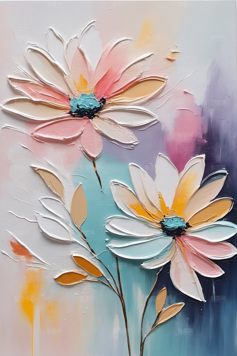 油画花卉浪漫彩色素材