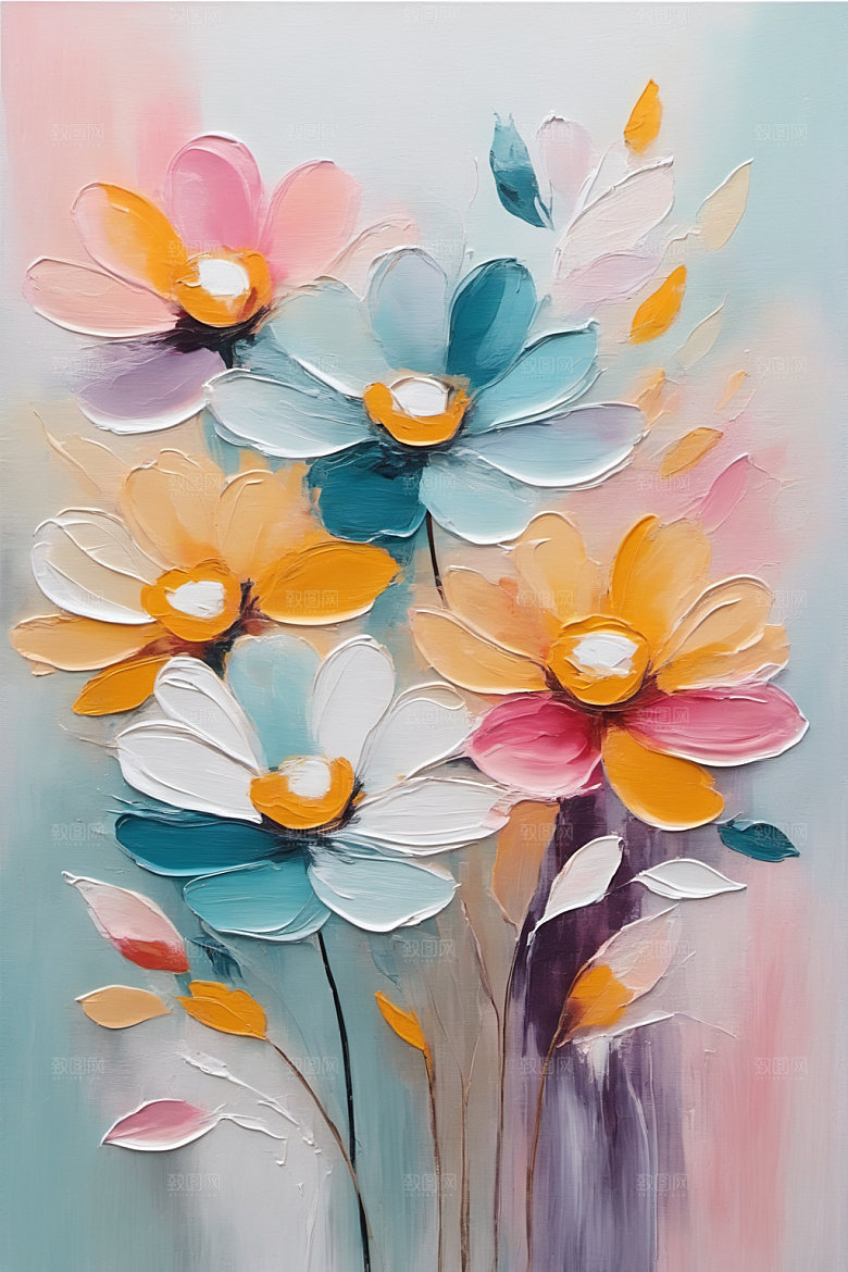 油画花卉艺术清新素材