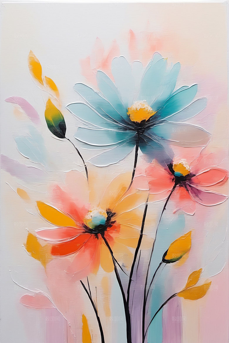 油画花卉艺术手绘素材