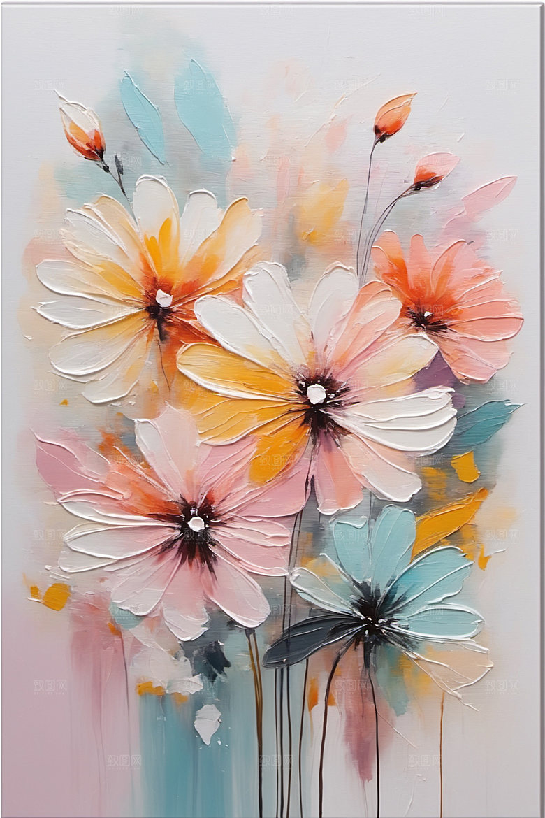 油画花卉高清立体素材