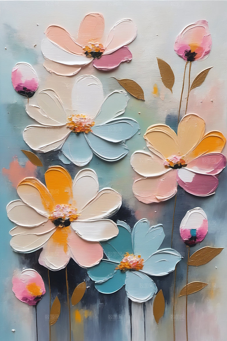 油画花卉手绘高清素材