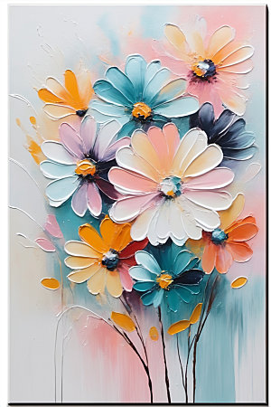 油画花卉清新艺术素材