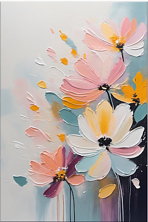 油画花卉清新高清素材