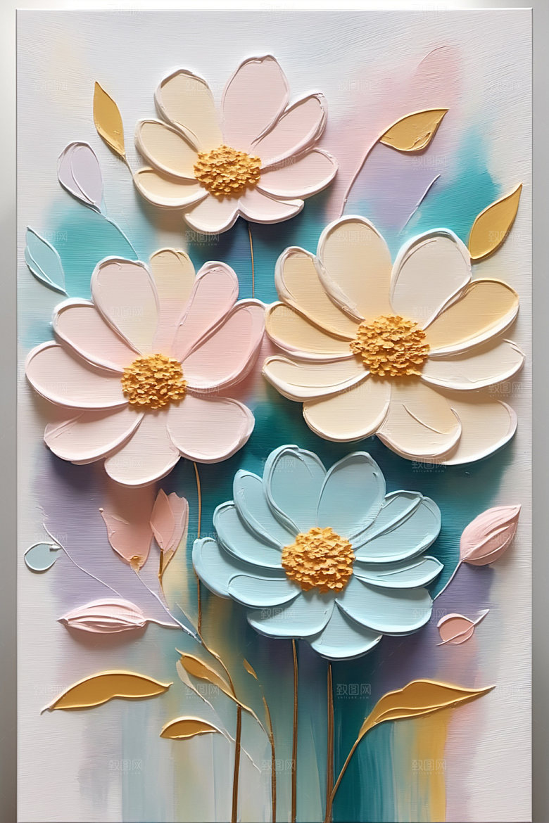 油画花卉颜料手绘素材