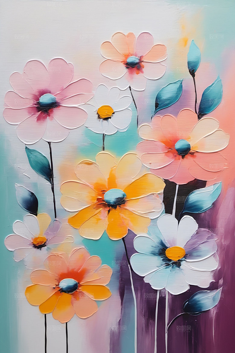 油画花卉立体唯美素材