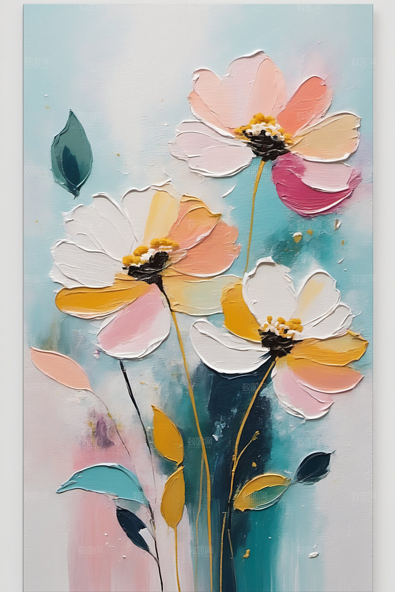 油画花卉高清手绘素材