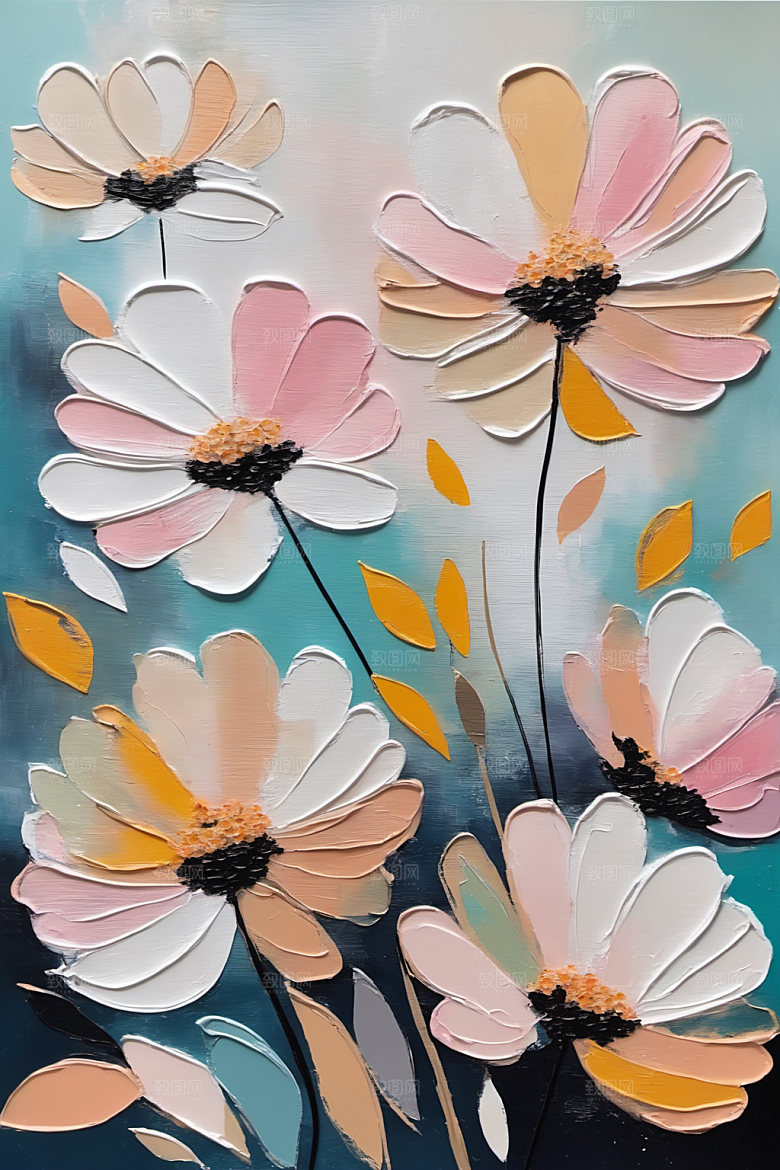油画花卉艺术立体素材