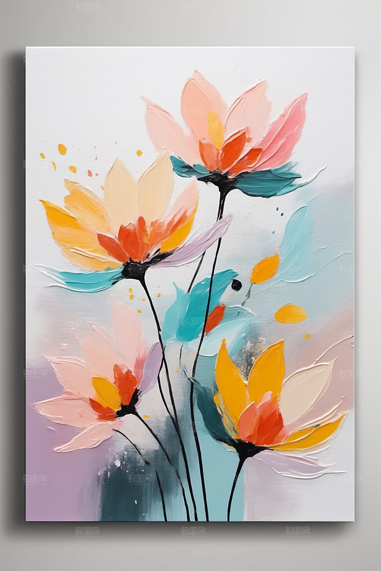 油画花卉唯美高清素材