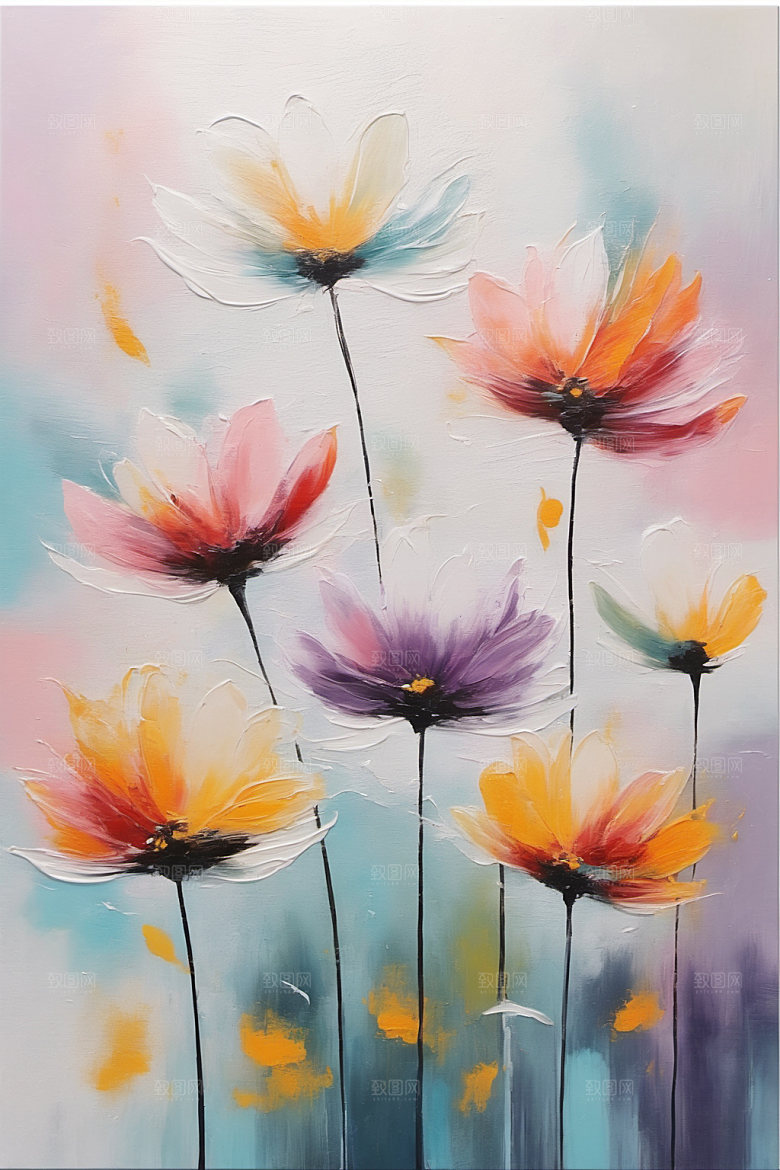 油画花卉手绘艺术素材