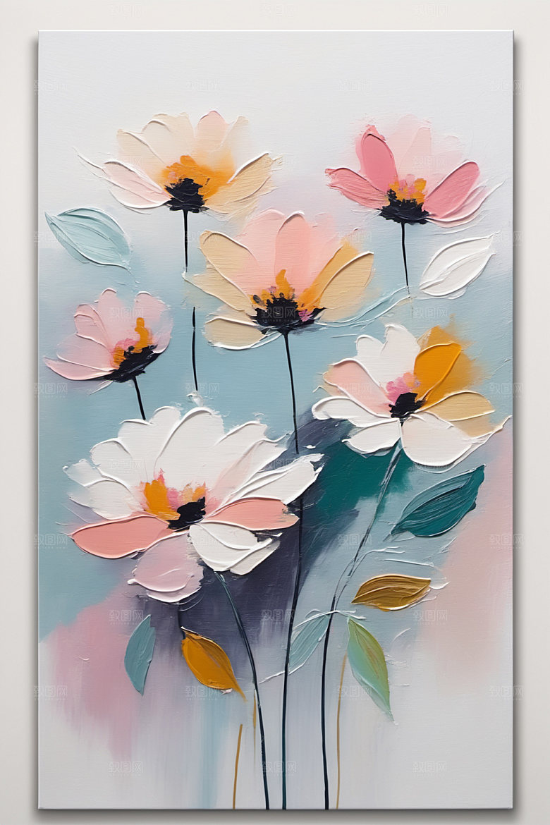 油画花卉浪漫彩色素材