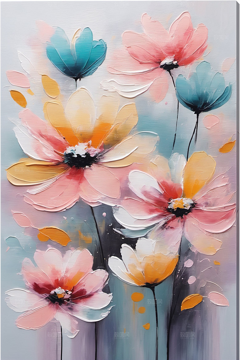 油画花卉艺术颜料素材