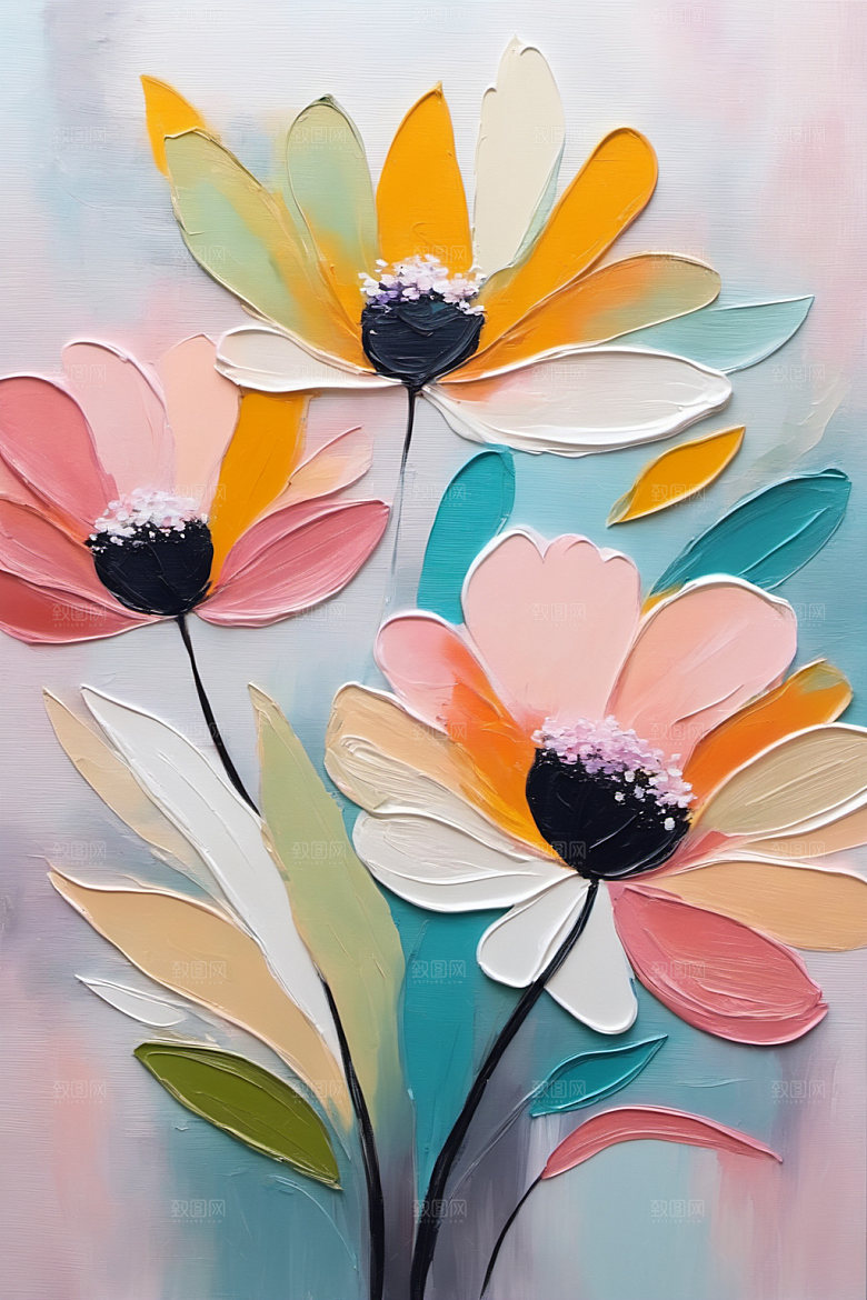 油画花卉高清清新素材